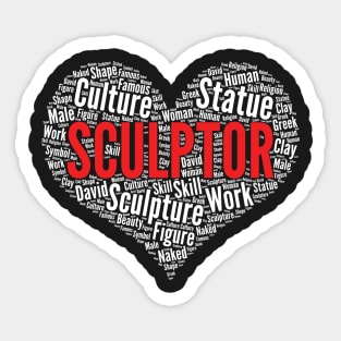 Sculptor Artist Heart Shape Word Cloud Design design Sticker